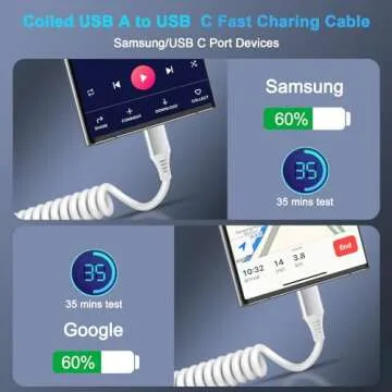 Type C Charger Cable Fast Charging,2Pack 6FT Coiled USB A to Type C Charger Cord Retractable Phone Charger for Samsung Galaxy Z Flip 5,A54,A34,A14,A03S,S23 Ultra,S22,S21,S20,S10 Plus,Pixel 7a,7,6 Pro