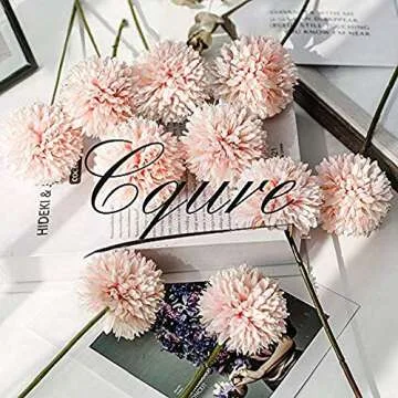 CQURE Artificial Flowers, Fake Flowers Silk Plastic Artificial Hydrangea 6 Heads Bridal Wedding Bouquet for Home Garden Party Wedding Decoration 6Pcs (Pink Champagne)