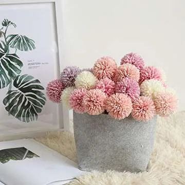 CQURE Artificial Flowers, Fake Flowers Silk Plastic Artificial Hydrangea 6 Heads Bridal Wedding Bouquet for Home Garden Party Wedding Decoration 6Pcs (Pink Champagne)