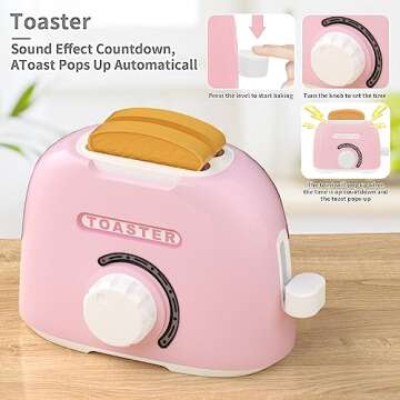 Kitchen Appliances Toys, Toy Kitchen Set for Kids Play Kitchen Accessories Set, Blender, Coffee Maker Machine, Mixer and Toaster. Girls Toys Ages 4-8