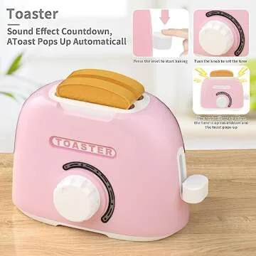 Kitchen Appliances Toys, Toy Kitchen Set for Kids Play Kitchen Accessories Set, Blender, Coffee Maker Machine, Mixer and Toaster. Girls Toys Ages 4-8
