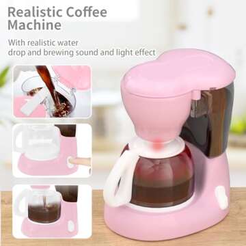 Kitchen Appliances Toys, Toy Kitchen Set for Kids Play Kitchen Accessories Set, Blender, Coffee Maker Machine, Mixer and Toaster. Girls Toys Ages 4-8