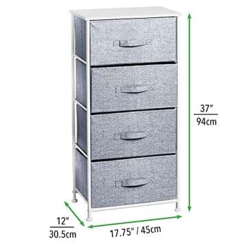 mDesign Tall Dresser Storage Tower Stand with 4 Removable Fabric Drawers - Steel Frame, Wood Top Organizer for Baby, Kid, and Teen Bedroom, Nursery, Playroom, or Dorm - Lido Collection - Navy Blue