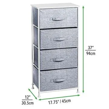 mDesign Tall Dresser Storage Tower Stand with 4 Removable Fabric Drawers - Steel Frame, Wood Top Organizer for Baby, Kid, and Teen Bedroom, Nursery, Playroom, or Dorm - Lido Collection - Navy Blue