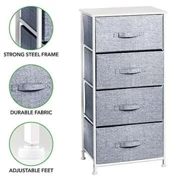 mDesign Tall Dresser Storage Tower Stand with 4 Removable Fabric Drawers - Steel Frame, Wood Top Organizer for Baby, Kid, and Teen Bedroom, Nursery, Playroom, or Dorm - Lido Collection - Navy Blue