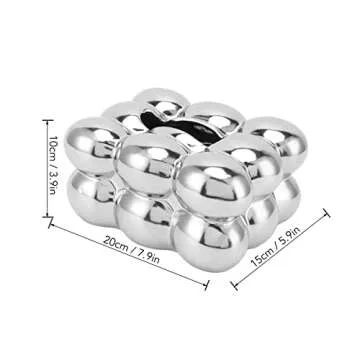 CHICIRIS Electroplated Ceramic Tissue Box Cover, Tissue Box Holder Case Decorative Elegant Facial Tissue Napkin Dispenser Box for Bathroom, Dresser and Table (Electroplating Silver)