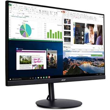 Acer CB272 bmiprx 27" Full HD (1920 x 1080) IPS Zero Frame Professional Home Office Monitor with AMD Radeon Free Sync, Height Adjustable Stand with Tilt & Pivot | Display, HDMI & VGA ports, Speakers