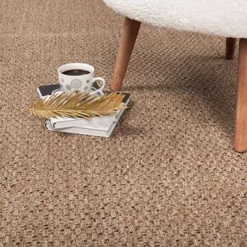 CAMILSON Easy Jute Rug 9x12, Indoor Outdoor Natural Color Farmhouse Area Rugs for Living Room Patio and Kitchen Rug, Solid Boho Woven Design, Easy-Cleaning, Washable Outside Carpet Alfombras (9 x 12)