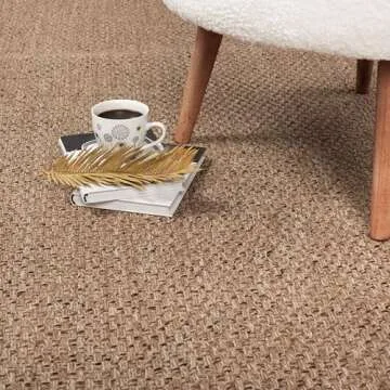 CAMILSON Easy Jute Rug 9x12, Indoor Outdoor Natural Color Farmhouse Area Rugs for Living Room Patio and Kitchen Rug, Solid Boho Woven Design, Easy-Cleaning, Washable Outside Carpet Alfombras (9 x 12)