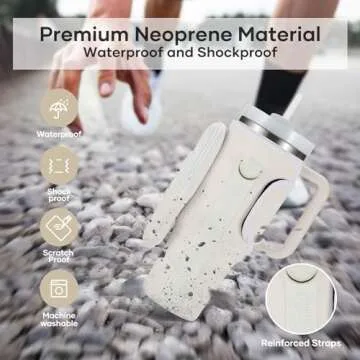 linmaya Water Bottle Carrier Bag with Phone Pocket for Stanley Cup 40/30oz,Insulated Neoprene Water Bottle Holder Cross-boday Bag with Adjustable Shoulder & Handheld Strap Stanley Cup Accessories