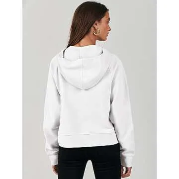 ANRABESS Half Zip Sweatshirts for Women Quarter Zip Pullover Hoodies Casual Cropped Sweaters Fall Outfits Winter Clothes Fashion 988baise-L White