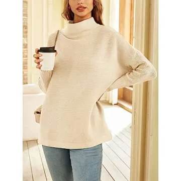 LILLUSORY Women's Mock Turtleneck Sweater – Stylish Oversized Pullover for Casual Wear with Leggin...