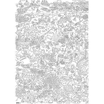 Omy Giant Coloring Poster, Ocean, 40 x 28 inches, Coloring fun for Kids, Adults, and the Whole Family.
