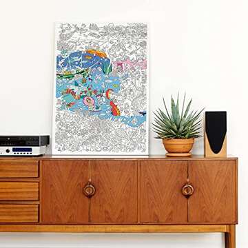 Omy Giant Coloring Poster, Ocean, 40 x 28 inches, Coloring fun for Kids, Adults, and the Whole Family.