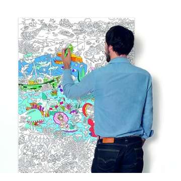 Omy Giant Coloring Poster, Ocean, 40 x 28 inches, Coloring fun for Kids, Adults, and the Whole Family.
