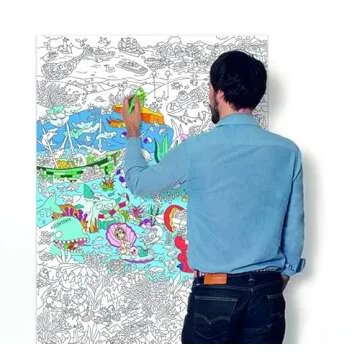 Omy Giant Coloring Poster, Ocean, 40 x 28 inches, Coloring fun for Kids, Adults, and the Whole Family.