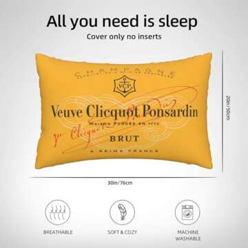 Aidashopgift V-Euve C-Licquot 30 X 20 Inch Rectangle Cushion Cover Luxury Modern Rustic Lumbar Throw Pillow Cover Decorative Pillowcase for Couch Sofa Living Room Bedroom Car