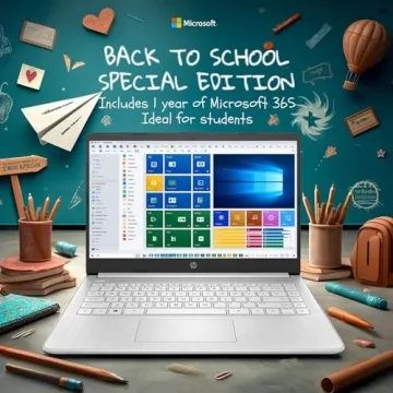 HP 14 Laptop • Back to School Limited Edition with Microsoft 365 • 4-Core Intel CPU • 16GB RAM • 1600GB Storage (64GB OnBoard • withHP P500 512GB External SSD + 1TB OneDrive) • Snow White • Win 11