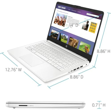 HP 14 Laptop • Back to School Limited Edition with Microsoft 365 • 4-Core Intel CPU • 16GB RAM • 1600GB Storage (64GB OnBoard • withHP P500 512GB External SSD + 1TB OneDrive) • Snow White • Win 11
