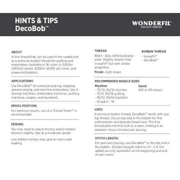 Wonderfil DecoBob Cottonized Polyester Thread, 80 Weight, 2187 Yards (DBL104 White)