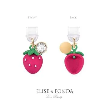 ELISE & FONDA TP338 Type-C USB Charging Port Anti Dust Plug Little Strawberry Cell Phone Charm for Samsung/OnePlus/Xiaomi/oppo Android Phone iPhone 15/16 (Pink)