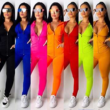 PRETTYGARDEN Women's Two Piece Tracksuit Set Long Sleeve Zipper Hoodie Jacket with Sweatpants Sweatsuit Jogger Workout Set (Blue,Medium)