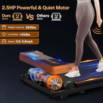 ACTFLAME Walking Pad Treadmill with Incline, Under Desk Treadmills, Portable Treadmill for Home Office, Walking Pad 4 in 1 Treadmill for Walking Running, 2.5HP Compact Treadmill with Remote Control