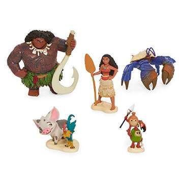 Disney Collection Moana 5 Piece Playset Moana Maui HEI HEI Pua Tamatoa