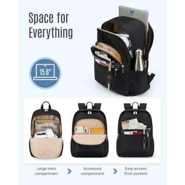 LIGHT FLIGHT Travel Backpack for Women, 15.6 Inch Stylish Laptop Backpack, Computer Bag for College ...