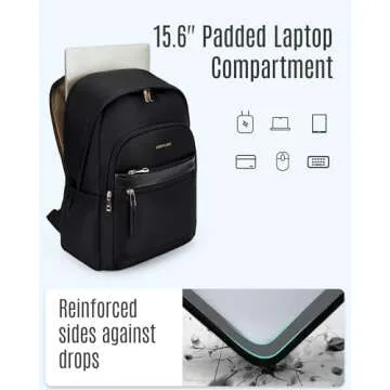 LIGHT FLIGHT Travel Backpack for Women, 15.6 Inch Stylish Laptop Backpack, Computer Bag for College Work Daily, Water-Resistant Casual Daypack with USB Port, Champagne