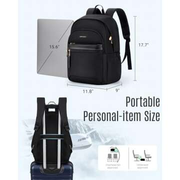 LIGHT FLIGHT Travel Backpack for Women, 15.6 Inch Stylish Laptop Backpack, Computer Bag for College Work Daily, Water-Resistant Casual Daypack with USB Port, Champagne