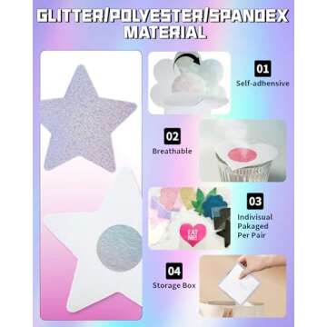 CICKEE Pasties Rave, Pasties Nipple Covers Pack Pink Boob Stickers Cute Star Flower Heart Pasty for ...