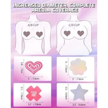 CICKEE Pasties Rave, Pasties Nipple Covers Pack Pink Boob Stickers Cute Star Flower Heart Pasty for Nipples Glitter Breast Petals for Women Festival-15 Pairs