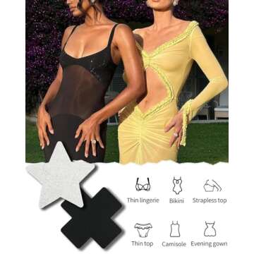 CICKEE Pasties Rave, Pasties Nipple Covers Pack Pink Boob Stickers Cute Star Flower Heart Pasty for Nipples Glitter Breast Petals for Women Festival-15 Pairs