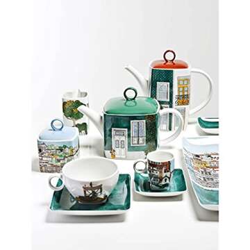 Vista Alegre Alma Do Porto Coffee Cup and Saucer, Set of 4 with Gift Box