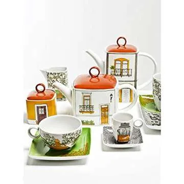 Vista Alegre Alma Do Porto Coffee Cup and Saucer, Set of 4 with Gift Box