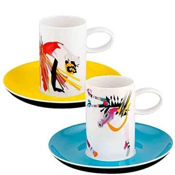 Vista Alegre Alma Do Porto Coffee Cup and Saucer, Set of 4 with Gift Box