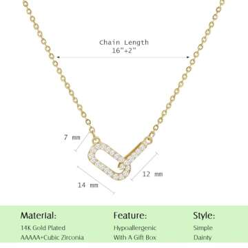 MKALAN Gold Necklace for Women, 14K Gold Plated Cubic Zirconia Diamond Necklace Non Tarnish Dainty Cute Pendant Necklace Simple Gold Necklaces Trendy Fashion Jewelry Gift