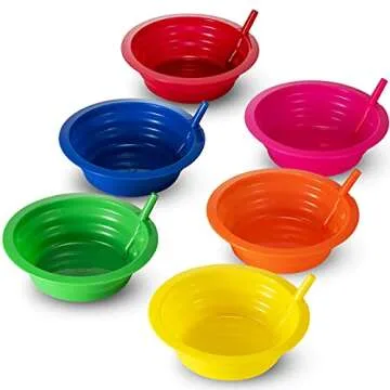 Kids Cereal Bowls with Straws - Set of 6 BPA-Free