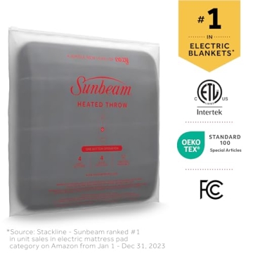 Sunbeam Ultra Heated Blanket, Cozy Blue Plaid Design