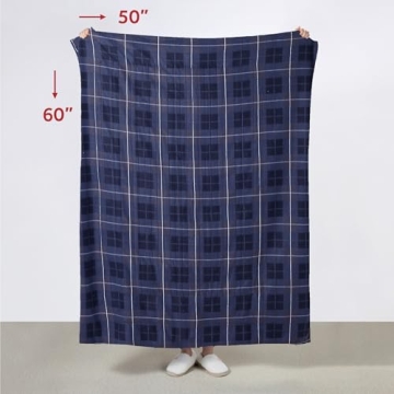Sunbeam Ultra Heated Blanket, Cozy Blue Plaid Design