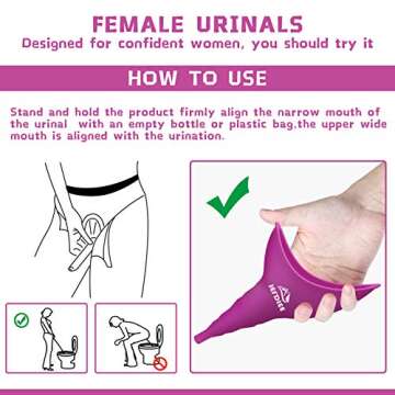 JefDiee Female Urination Device,Silicone Pee Funnel for Women,Female Urinal Women Pee Funnel Allows Women to Pee Standing Up, Reusable Womens Urinal is Ideal for Camping,Hiking,Outdoor Activities