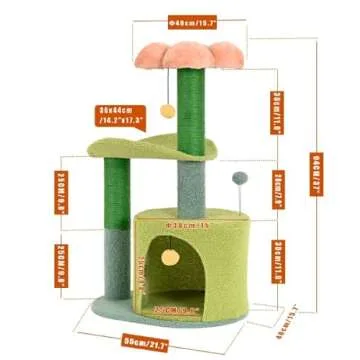 PET WONDERLAND Cat Activity Tree with Scratching Post, Small Flower Cat Condo for Kittens and Large Cats