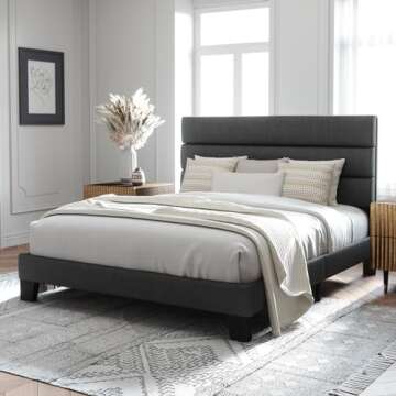 Sturdy Allewie Queen Bed Frame with Upholstered Headboard