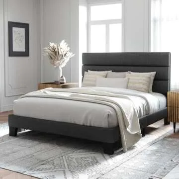 Sturdy Allewie Queen Bed Frame with Upholstered Headboard