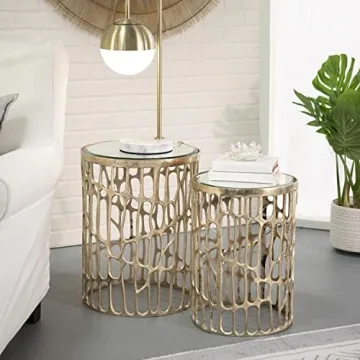 Sagebrook Home Accent Table Set - Stylish Gold Accent