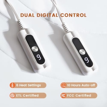 ACCU-WARMTH Heated Mattress Pad Dual Controllers & 6 Heat Settings