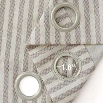 Vangao Linen Blend Stripe Curtains Tickingstripe Light Filtering Window Curtains Grey Pinstripe Printed on Beige Drapes 63 Inches Length for Living Room Bedroom Grommet Top 2 Panels