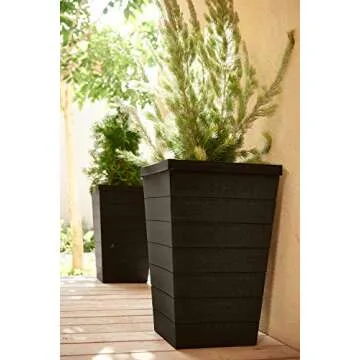 Keter Tall Wood Look Planters Set of 2 - Elegant & Durable