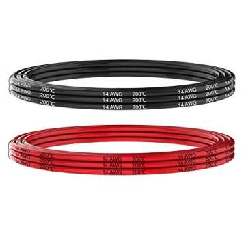 Premium 14 AWG Silicone Electrical Wire - 20 Feet [10 ft Black and 10 ft Red] Soft, Flexible, High-T...